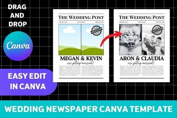 Download Wedding Newspaper Canva Template - Canva template Collection