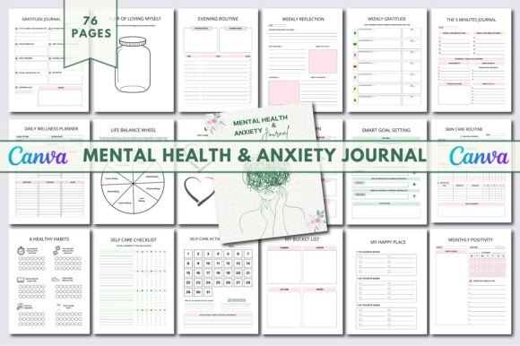 Download Mental Health &amp; Anxiety Journal Canva - Anxiety journal Collection