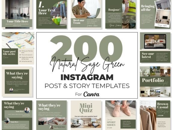 Download Instagram Canva Templates Sage Green - Canva template Collection