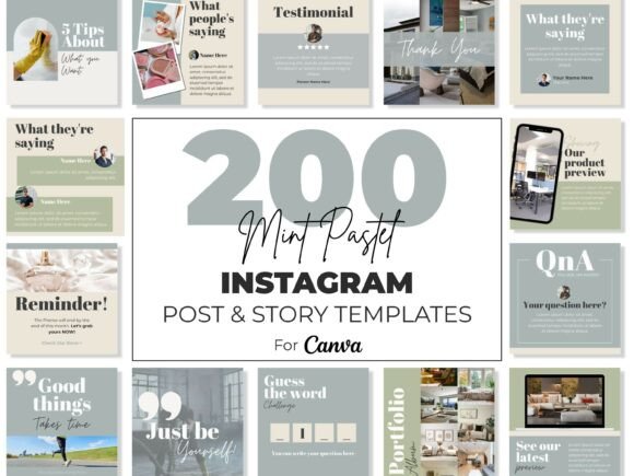 Download Instagram Canva Templates Mint Pastel - Premium Resources