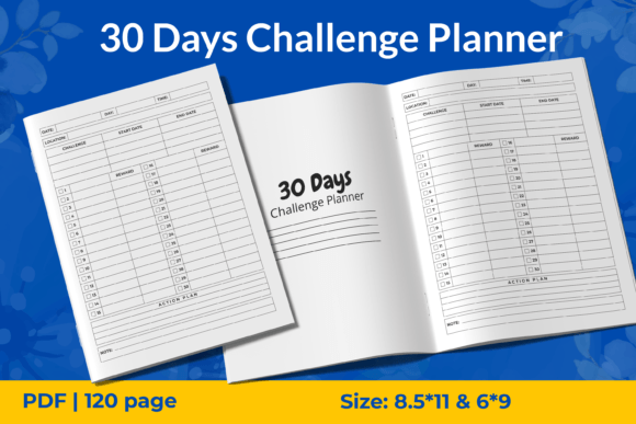 Download 30 Days Challenge Planner KDP Interiors - Premium Resources