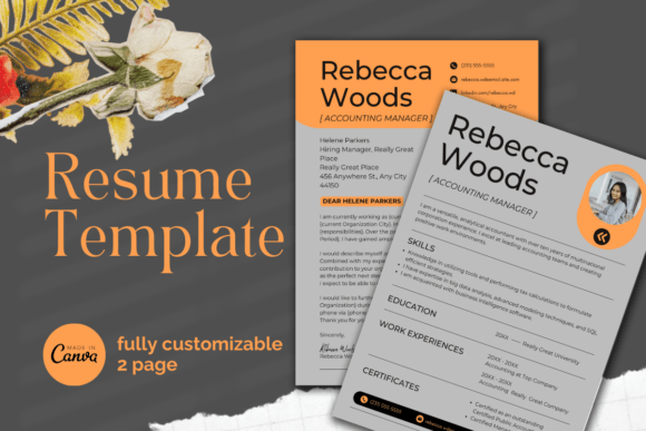 Download Grey,Orange Modern Resume Canva Template - Canva template Collection