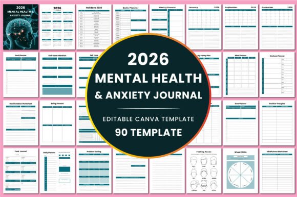 Download 2026 Mental Health &amp; Anxiety Journal KDP - Anxiety journal Collection