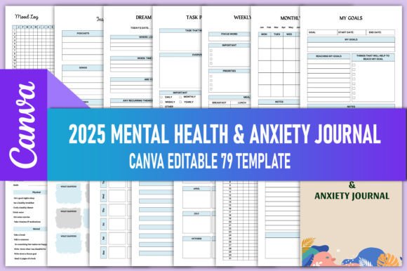 Download 2025 Mental Health &amp; Anxiety Journal - Anxiety journal Collection