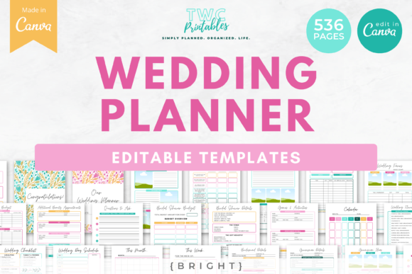 Download Wedding Planner Canva Templates | BRIGHT - Canva template Collection