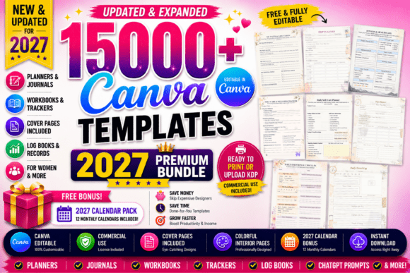 Download 15000+ Canva Templates | 2027 KDP Bundle - Canva template Collection