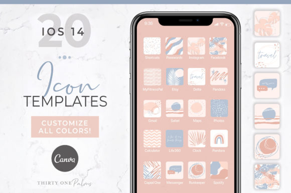 Download IOS 14 Icon Canva Templates | Rose - Canva template Collection