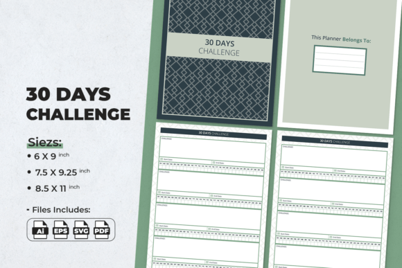 Download 30 Days Challenge | Planner Template - Premium Bundle