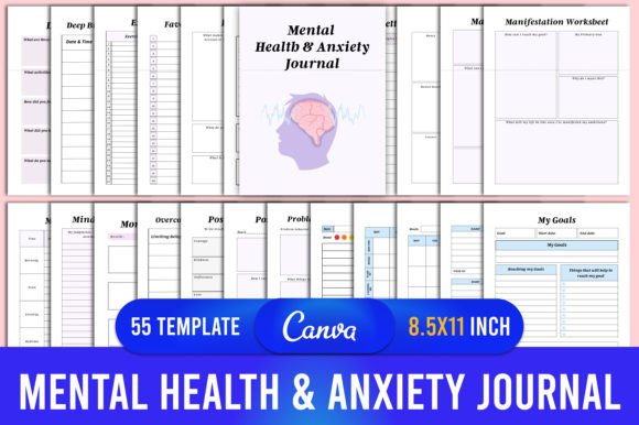 Download Mental Health &amp; Anxiety Journal Canva - Anxiety journal Collection