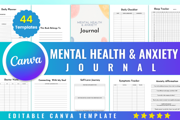 Download Editable Mental Health &amp; Anxiety Journal - Anxiety journal Collection