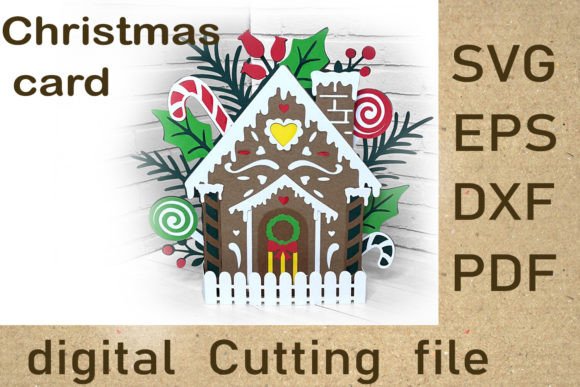 Download Gingerbread Cottage Christmas Card 3D - Christmas Collection