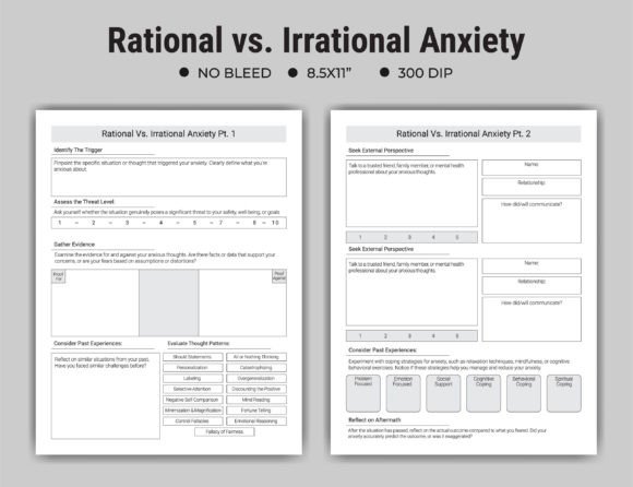 Download Rational Vs. Irrational Anxiety Journal - Anxiety journal Collection